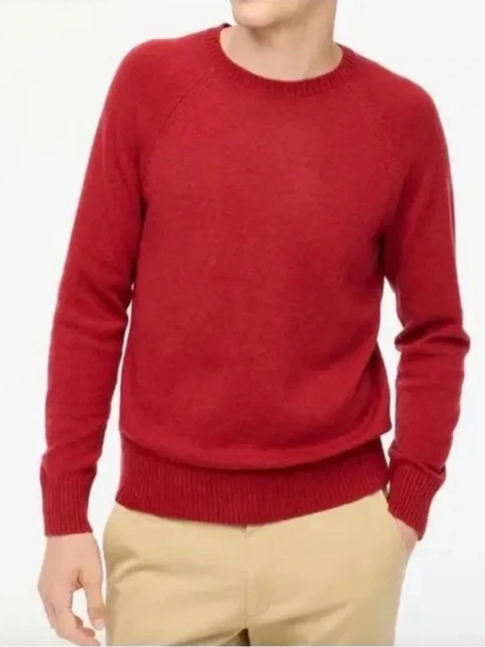 NWT J. CREW Crewneck Sweater in Supersoft Lambswool Blend Men's Size Large Red